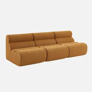 Fauteuil chauffeuse bouclette moutarde 1 place lot de 3