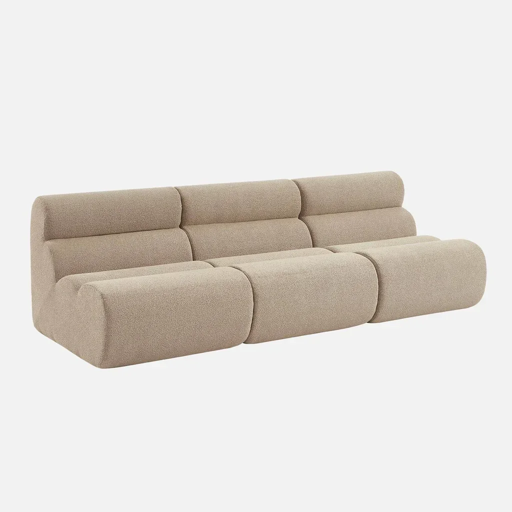 Fauteuil chauffeuse bouclette moutarde - Lot de 3 modulables