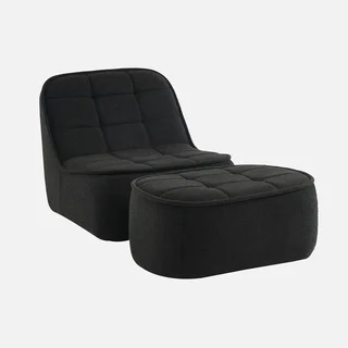 Fauteuil chauffeuse Boni bouclette texturée avec repose-pieds assorti
