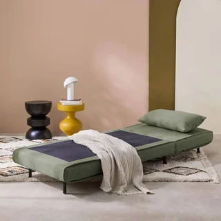 Fauteuil chauffeuse convertible tissu beige piétement bois 1 place
