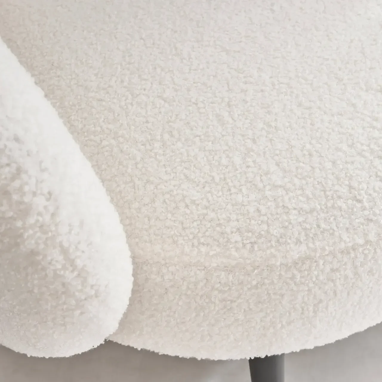 Hima Armchair Boucle Cream Curly Wool Design Black Metal Legs Minimalist Comfort