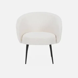 Hima Armchair Boucle Cream Curly Wool Design Black Metal Legs Minimalist Comfort