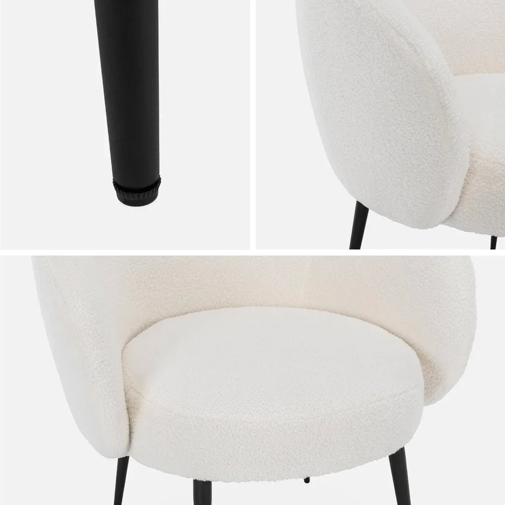 Hima Armchair Boucle Cream Curly Wool Design Black Metal Legs Minimalist Comfort