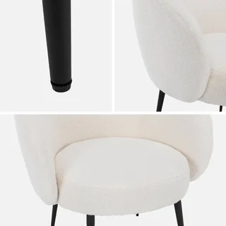 Hima Armchair Boucle Cream Curly Wool Design Black Metal Legs Minimalist Comfort