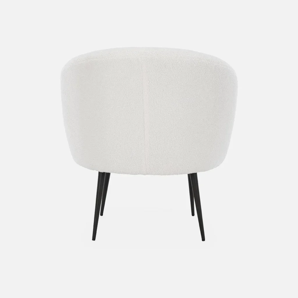 Hima Armchair Boucle Cream Curly Wool Design Black Metal Legs Minimalist Comfort