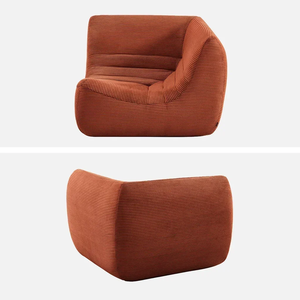 Fauteuil d'angle velours côtelé Sokol une place modulable