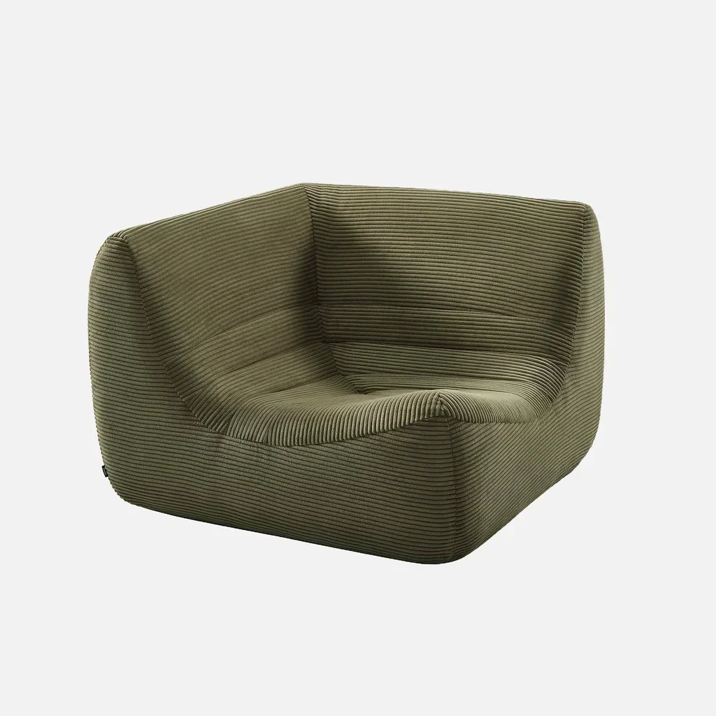 Fauteuil d'angle velours côtelé une place Sokol modulable confort