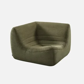 Fauteuil d'angle velours côtelé une place Sokol modulable confort