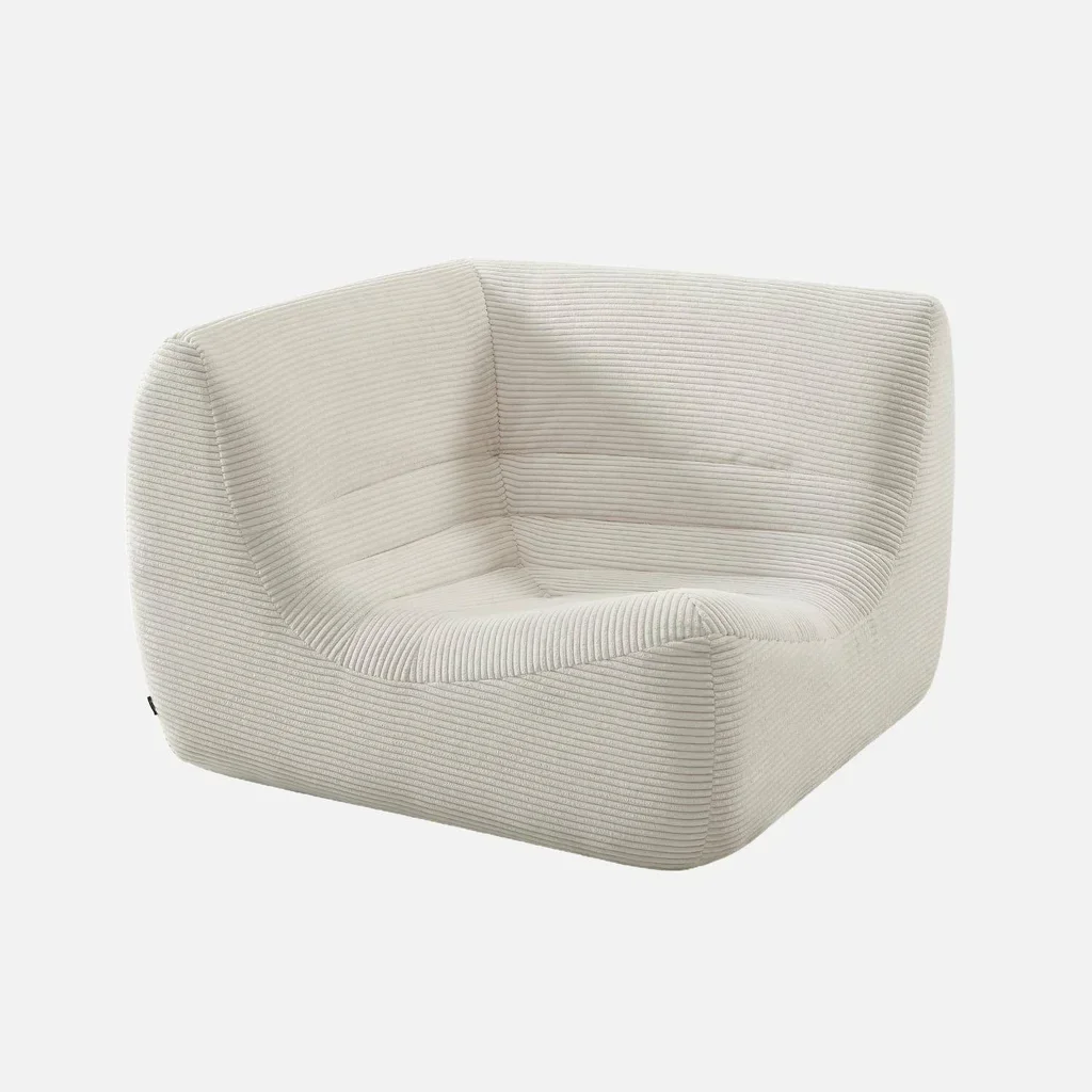 Fauteuil d'angle velours côtelé Sokol une place modulable