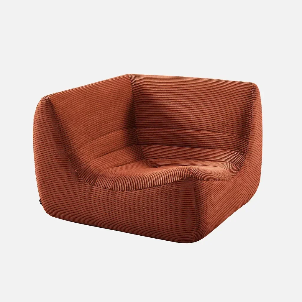 Fauteuil d'angle velours côtelé Sokol une place modulable