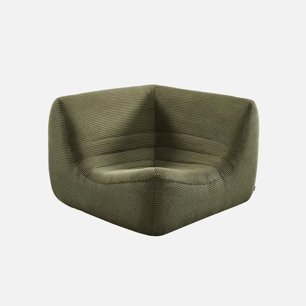 Fauteuil d'angle velours côtelé une place Sokol modulable confort