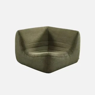 Fauteuil d'angle velours côtelé une place Sokol modulable confort