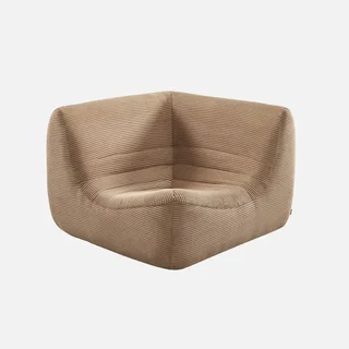 Fauteuil d'angle velours côtelé une place Sokol modulable salon cosy