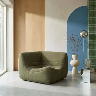 Fauteuil d'angle velours côtelé une place Sokol modulable confort
