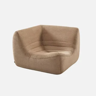Fauteuil d'angle velours côtelé une place Sokol modulable salon cosy