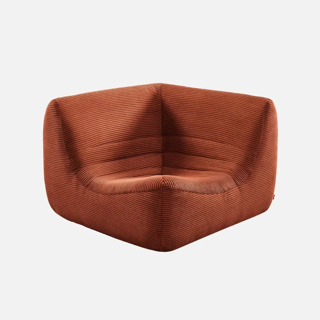 Fauteuil d'angle velours côtelé Sokol une place modulable