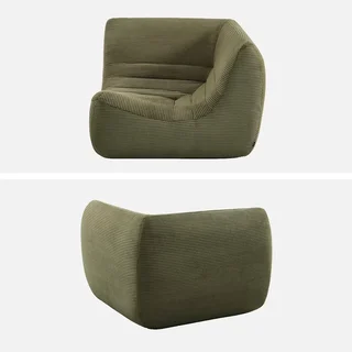 Fauteuil d'angle velours côtelé une place Sokol modulable confort