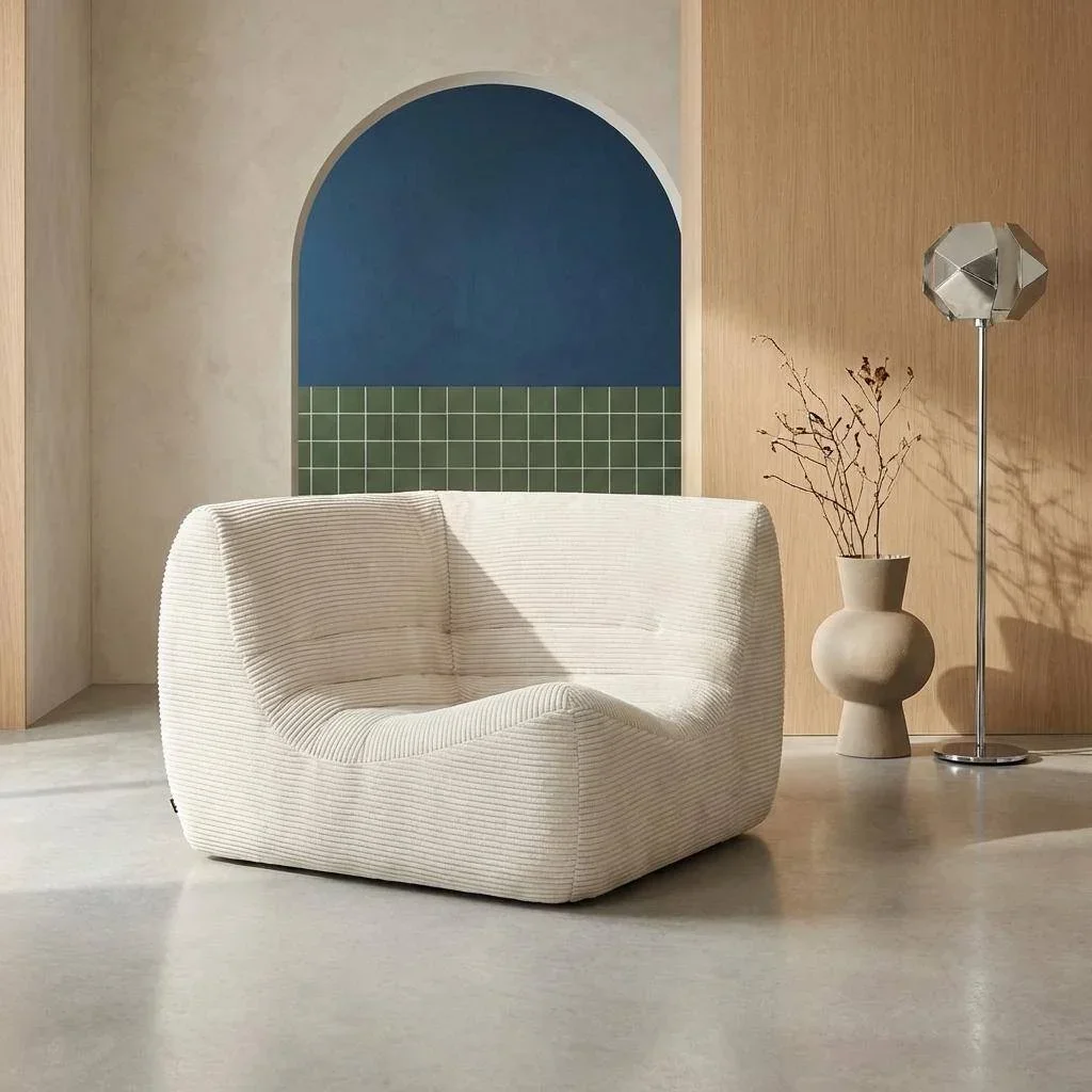 Fauteuil d'angle velours côtelé Sokol une place modulable