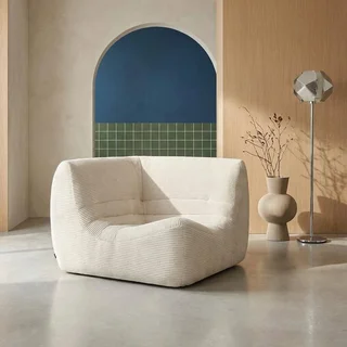 Fauteuil d'angle velours côtelé Sokol une place modulable