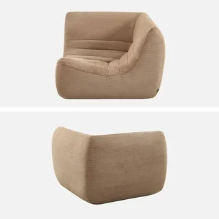 Fauteuil d'angle velours côtelé une place Sokol modulable salon cosy