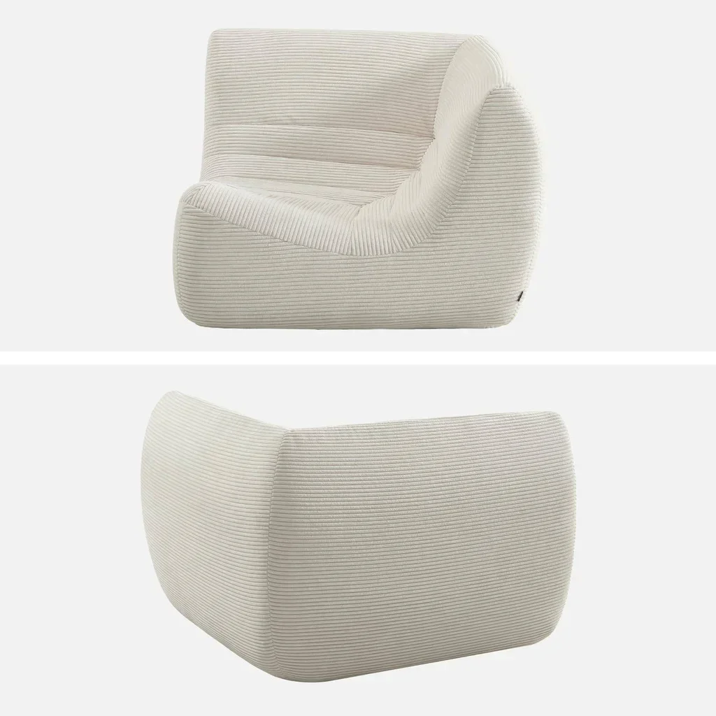 Fauteuil d'angle velours côtelé Sokol une place modulable