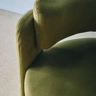 Fauteuil design 3 pieds velours beige Mellow