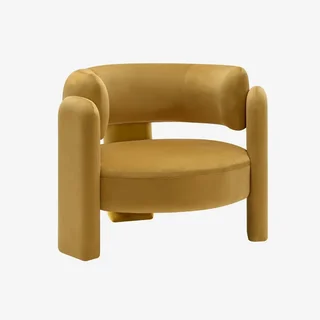 Fauteuil design 3 pieds velours beige Mellow