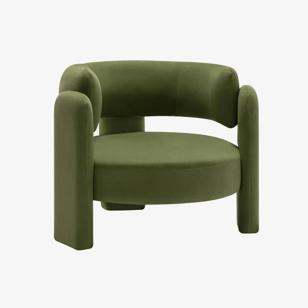 Fauteuil design 3 pieds velours beige Mellow