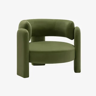Fauteuil design 3 pieds velours beige Mellow