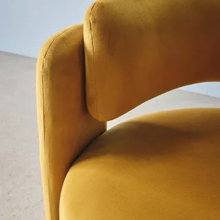 Fauteuil design 3 pieds velours beige Mellow
