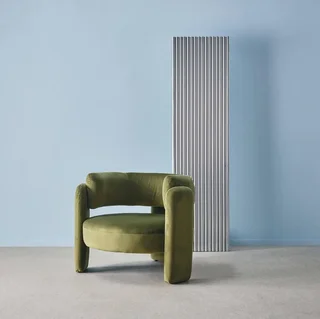 Fauteuil design 3 pieds velours beige Mellow
