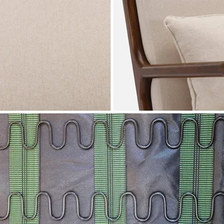 Poltrona escandinava Lorens bege madeira de seringueira nogueira design nórdico conforto