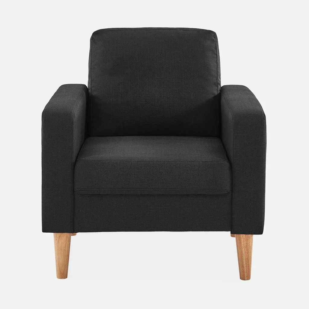 Fauteuil design nordique hévéa et tissu Bjorn - Collection scandinave bois massif