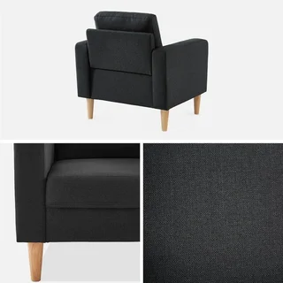 Fauteuil design nordique hévéa et tissu Bjorn - Collection scandinave bois massif