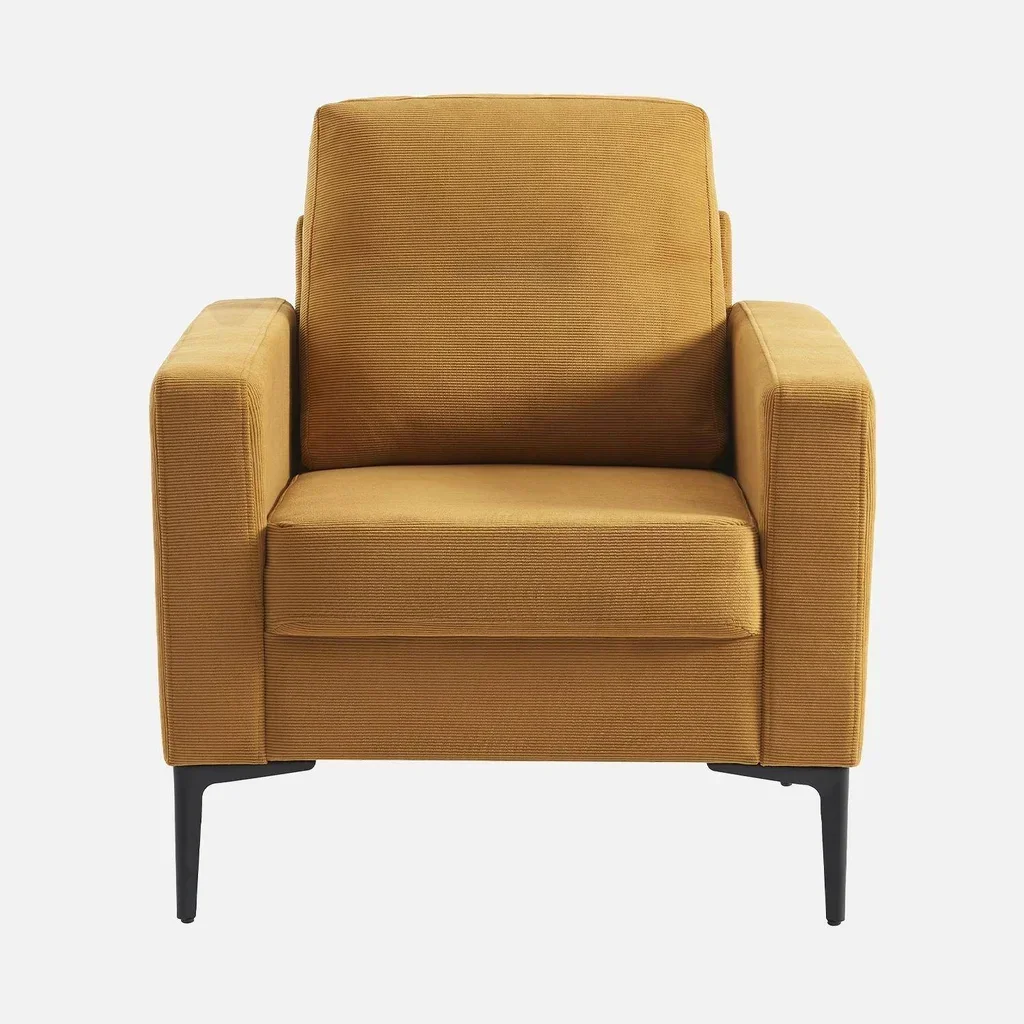 Poltrona moderna in velluto a coste con gambe in metallo nero - Comfort soggiorno design