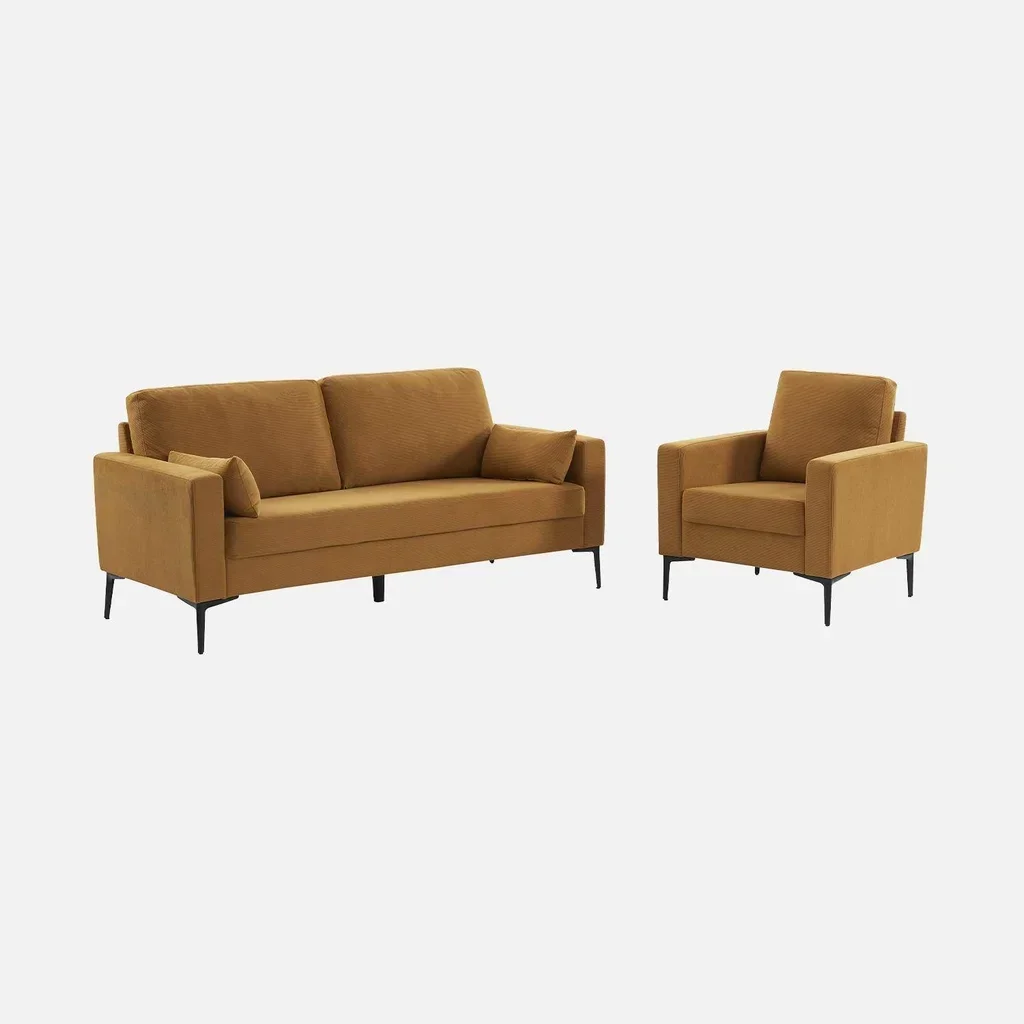 Poltrona moderna in velluto a coste con gambe in metallo nero - Comfort soggiorno design