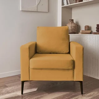 Poltrona moderna in velluto a coste con gambe in metallo nero - Comfort soggiorno design
