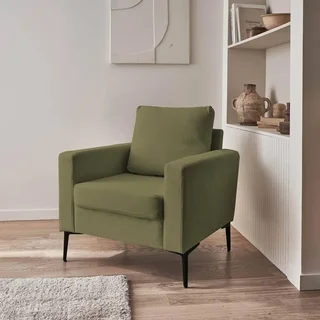 Poltrona Design Velluto a Coste Gambe Metallo Nero Soggiorno Comfort