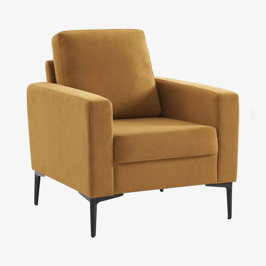 Poltrona moderna in velluto a coste con gambe in metallo nero - Comfort soggiorno design