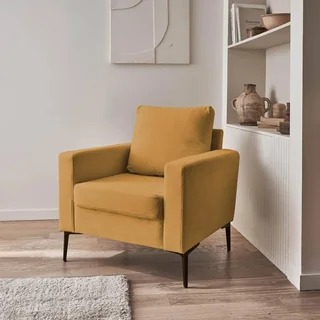 Poltrona moderna in velluto a coste con gambe in metallo nero - Comfort soggiorno design
