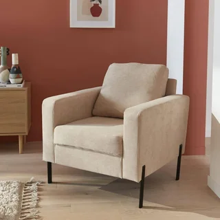 Poltrona Bjorn velluto a coste grigio piedi metallo design contemporaneo soggiorno