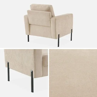 Poltrona Bjorn velluto a coste grigio piedi metallo design contemporaneo soggiorno