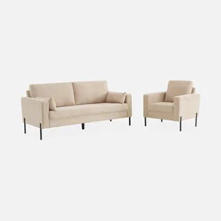 Poltrona Bjorn velluto a coste grigio piedi metallo design contemporaneo soggiorno