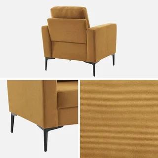 Poltrona moderna in velluto a coste con gambe in metallo nero - Comfort soggiorno design
