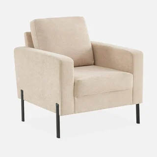 Poltrona Bjorn velluto a coste grigio piedi metallo design contemporaneo soggiorno