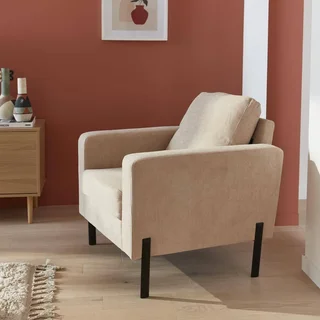 Poltrona Bjorn velluto a coste grigio piedi metallo design contemporaneo soggiorno