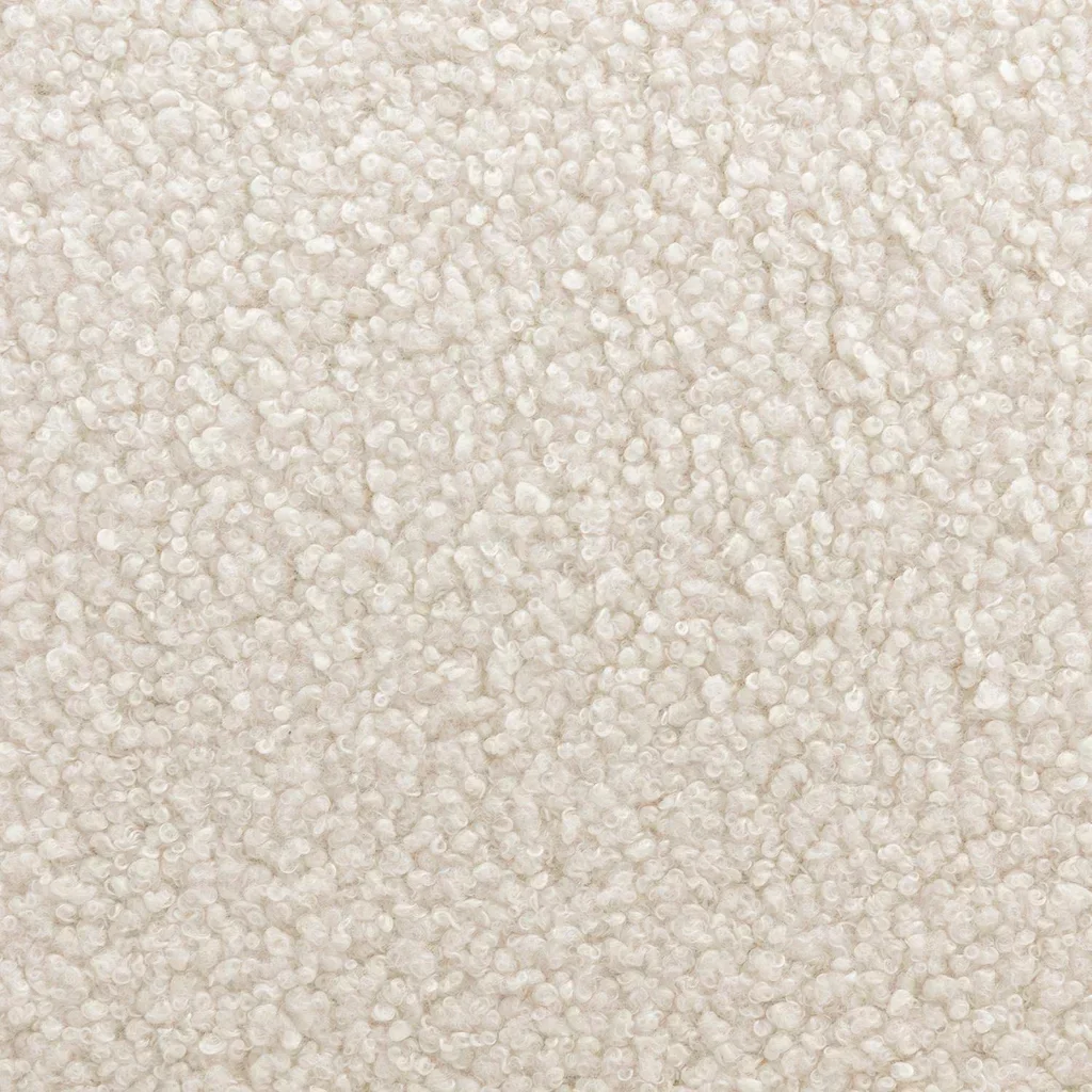Fauteuil scandinave arrondi bois hévéa bouclette crème Amelie