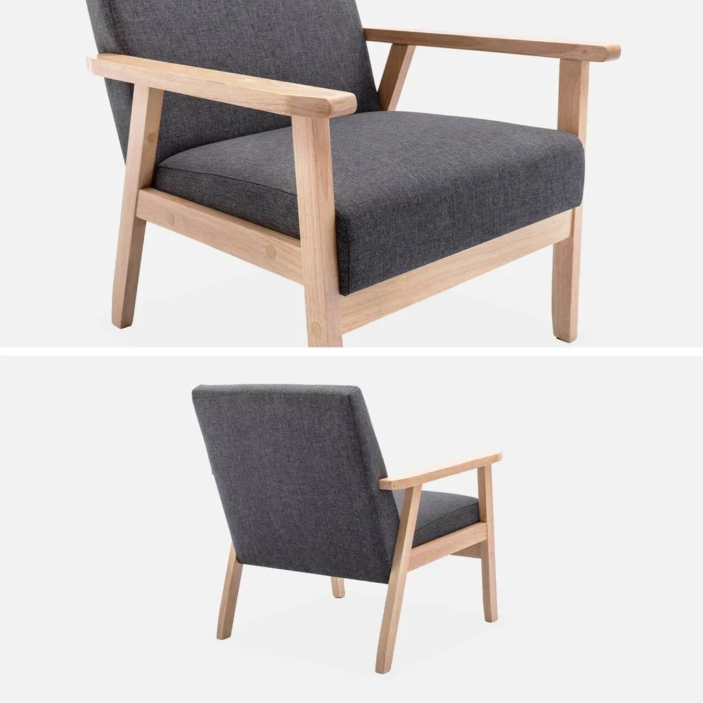 Fauteuil scandinave vintage bleu émeraude bois clair confort