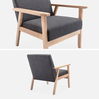 Fauteuil scandinave vintage bleu émeraude bois clair confort