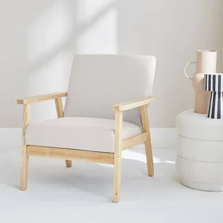 Fauteuil scandinave vintage bleu émeraude pieds compas bois clair